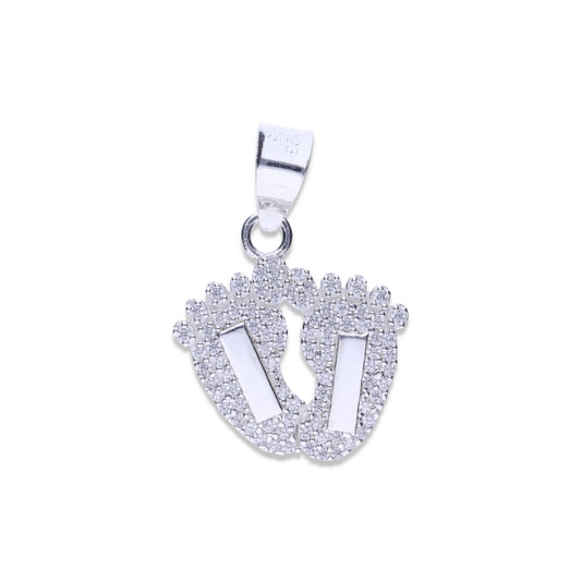 Dije Plata .925 Forma Piecitos con Circonia DVP071 - Joyería Elegante