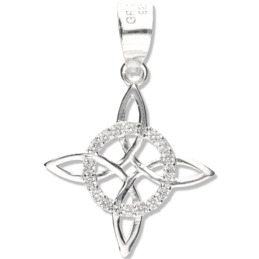Dije de  Plata Ley .925  en Forma de Nudo de Bruja con Circonia DV077 - Joyería Elegante