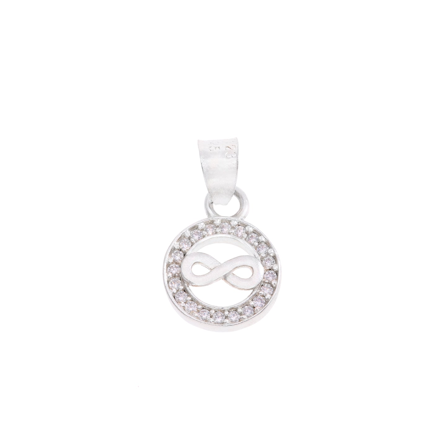 Dije Infinito en Marco Circular con Zircones en Plata .925 — Taxco, Guerrero