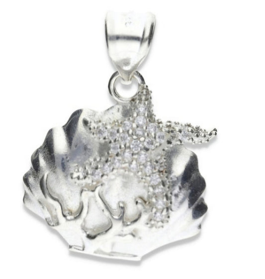 Dije Plata .925 En  Forma De Estrella de Mar Y Arrecifes , DMP018 - Joyería Marina