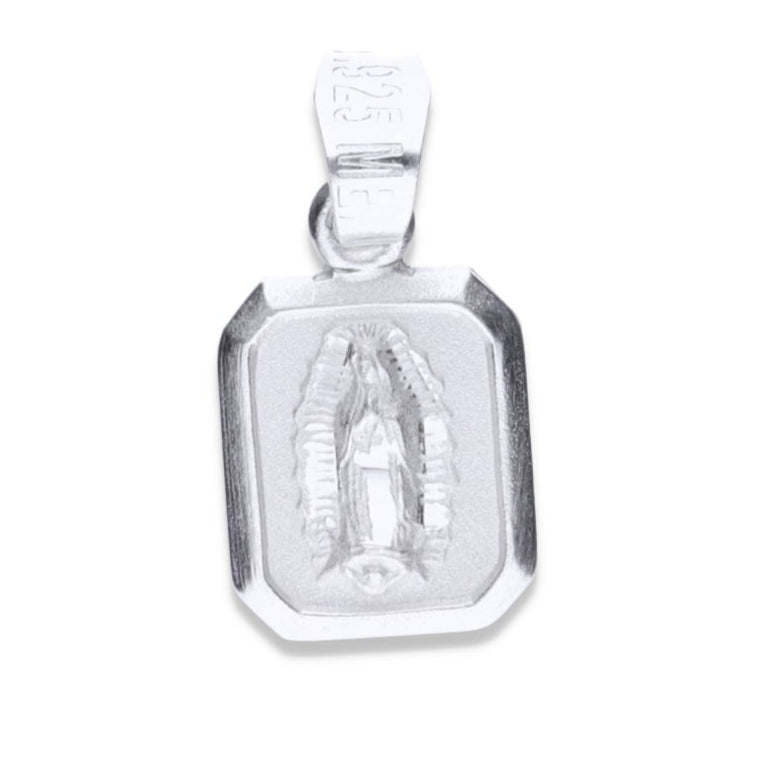 Dije Plata .925 Virgen de Guadalupe Mod. Cuadrado Liso 7VG Joyería Religiosa