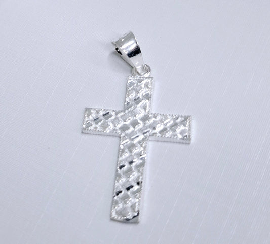 Dije  de Cruz Diamantado  de Plata Ley .925 DR126 -  Joyería Religiosa