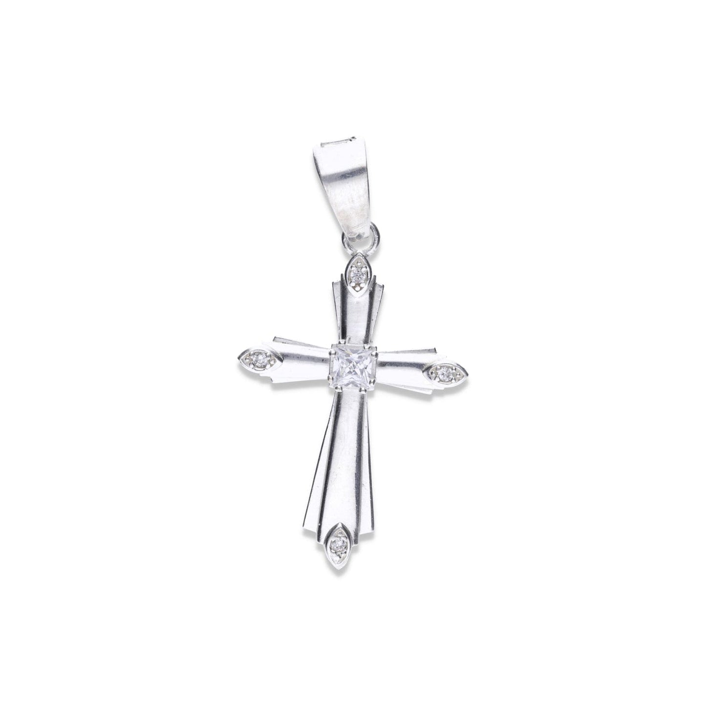 Dije de Cruz de Plata  ley .925 con con  Topacio blanco Mod. DRP107 - Joyería de Alta Calidad para Mujer (Copia)