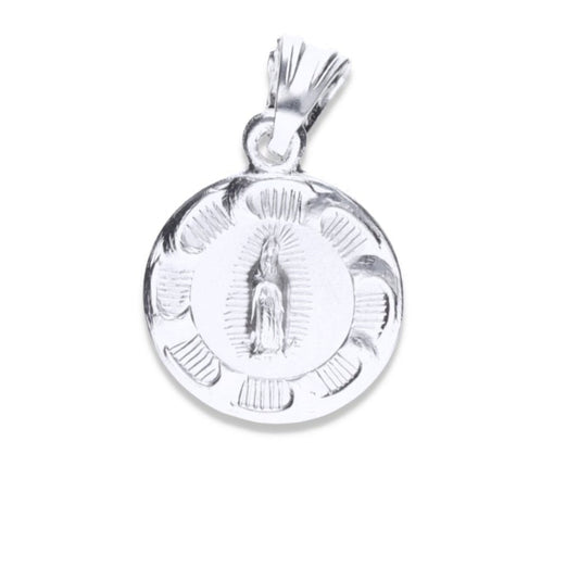 Dije de Plata .925 Doble vista Sochapada Virgen de Guadalupe  y Sagrado corazón de Jesús Mod. SYG-13- Joyería Religiosa