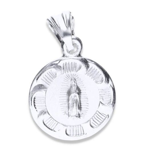 Dije de Plata .925 Doble vista Sochapada Virgen de Guadalupe  y Sagrado corazón de Jesús Mod. SYG-13- Joyería Religiosa