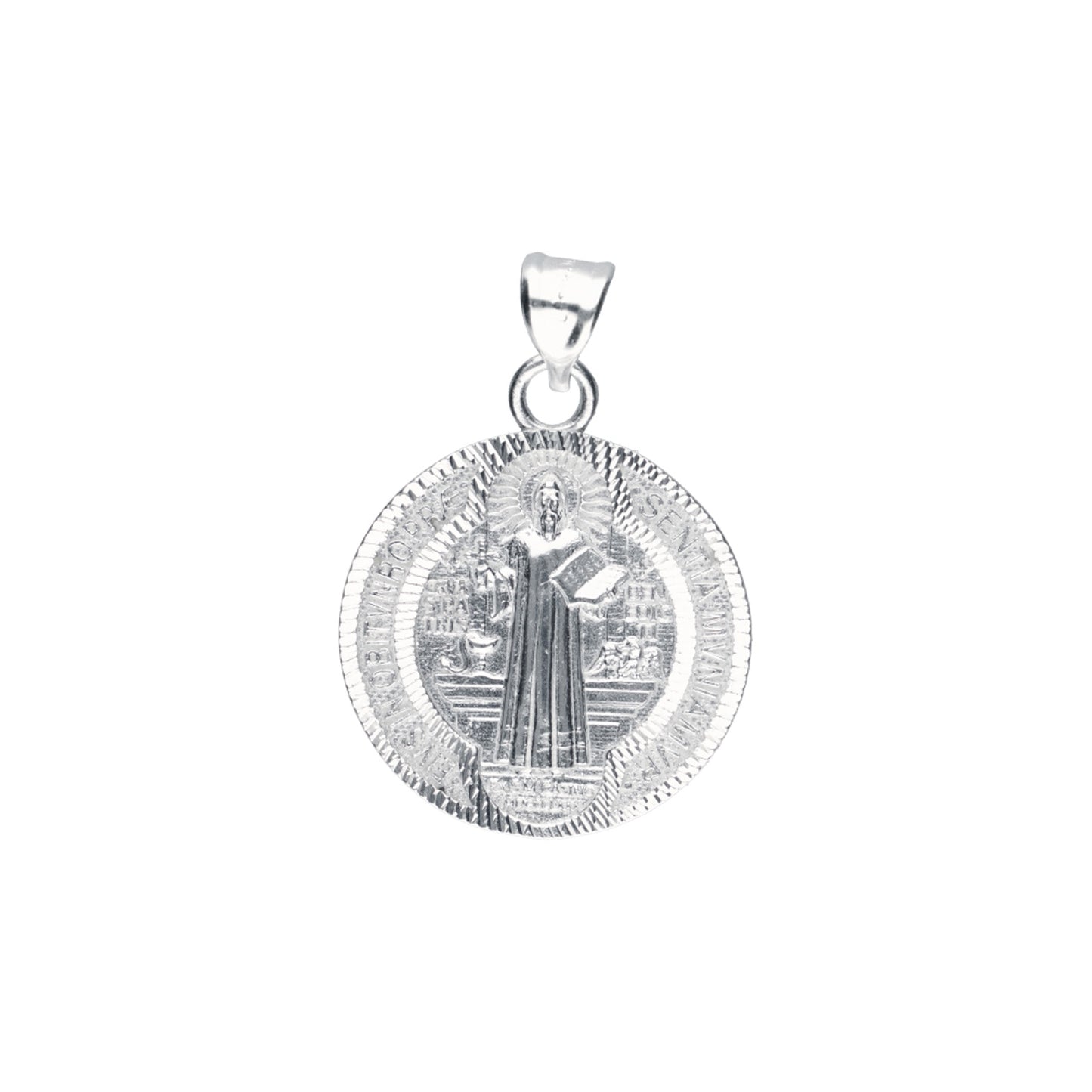 Dije  de Plata .925 En forma de  San Benito  Mod.DR132 - Joyería de Plata Religiosa.