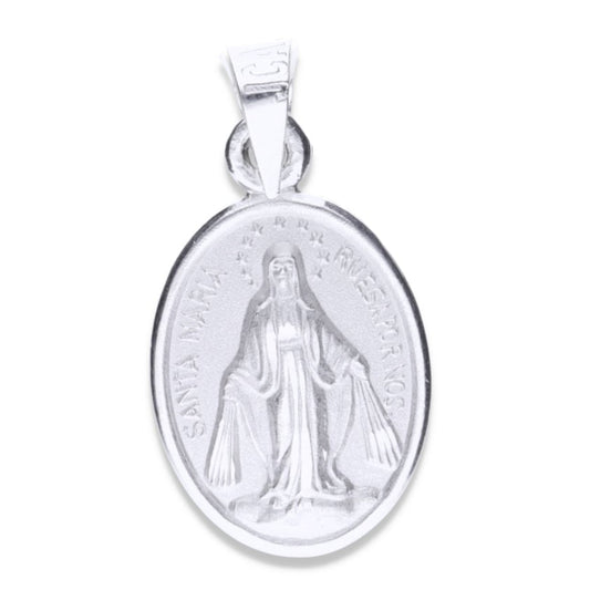 Dije de Plata .925  En forma de la Virgen Milagrosa  mod.  MILAGROSA OVAL_13 - Joyería Religiosa
