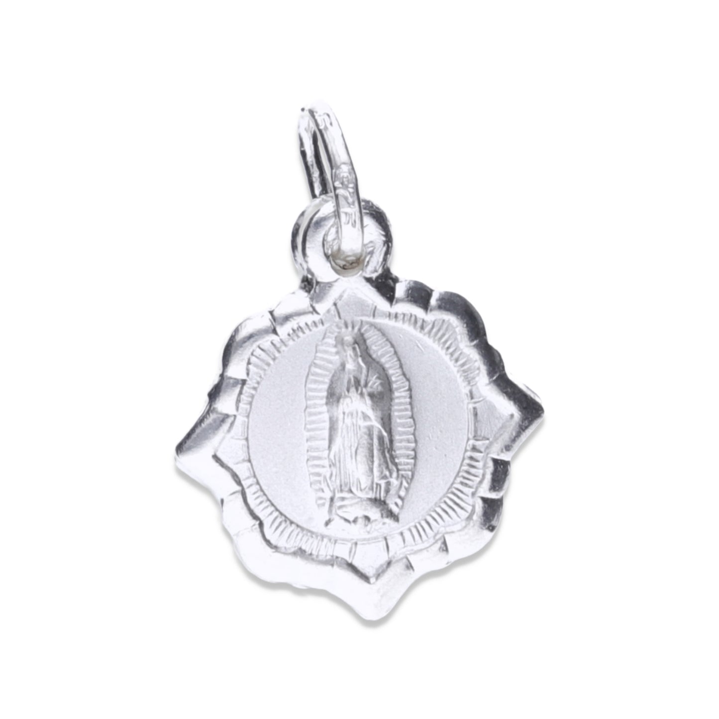 Dije de  Plata .925 doble vista  Sochapada Virgen de Guadalupe  y sagrado corazón Mod. SYC-02- Joyería Religiosa