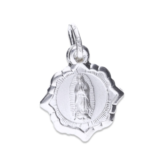 Dije de  Plata .925 doble vista  Sochapada Virgen de Guadalupe  y sagrado corazón Mod. SYC-02- Joyería Religiosa