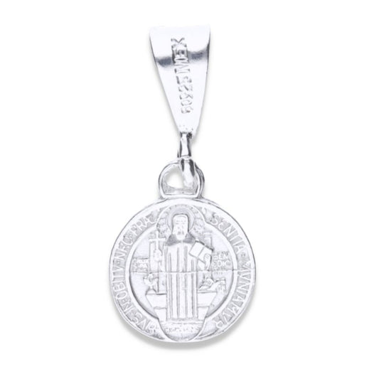 Dije de  Plata .925    doble vista en forma de San Benito  Mod. FBD-156 - Joyería Religiosa