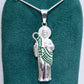 Dije de Plata .925 en  Forma San Judas Tadeo con topacio Verde Mod. DRP078VER