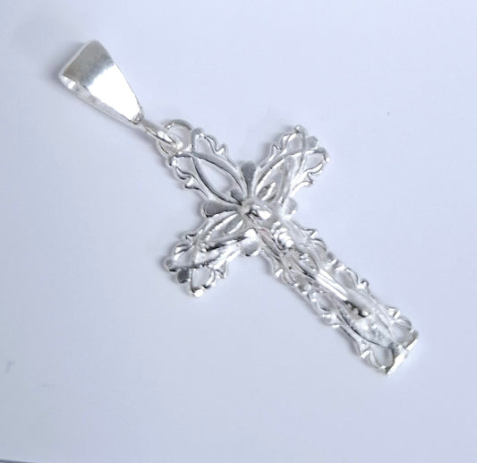 Dije de Plata Ley  .925 Medalla Cruz con Cristo- MOD. FBD-204