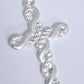 Dije  de Plata Ley .925 en  Forma Cruz con Topacio blanco Mod. CTDVP018 - Joyería Religiosa