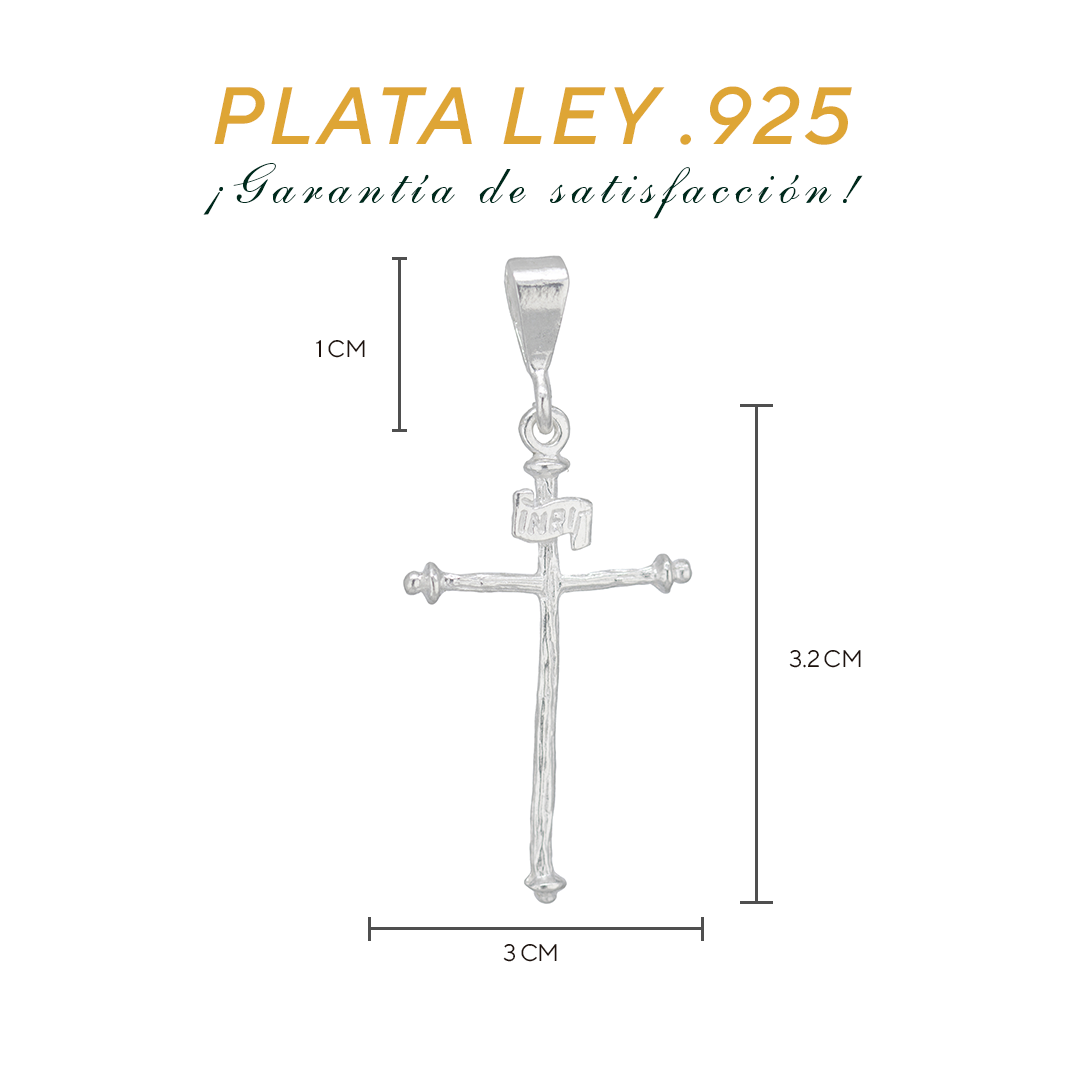 Dije de Plata Ley .925 en forma de Cruz Mod. FBD-211 - Joyería Religiosa