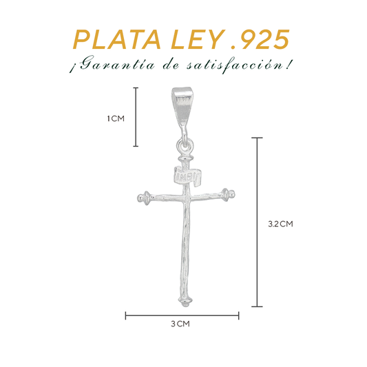 Dije de Plata Ley .925 en forma de Cruz Mod. FBD-211 - Joyería Religiosa