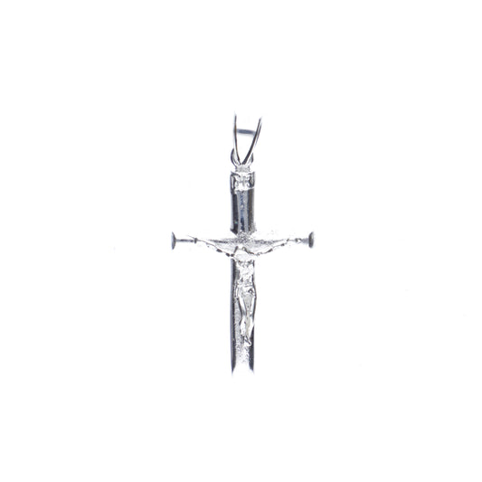 Dije  de cruz con Cristo en  Plata  Ley .925  Mod. DR048- Joyería de Fe