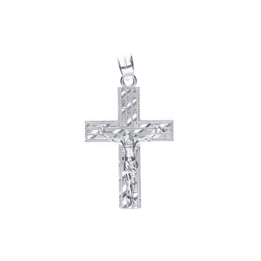 Dije de cruz con Cristo  en  Plata Ley .925   Mod. DR113- Joyería Religiosa