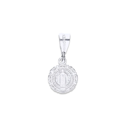 Dije Plata .925 Medalla San Benito Ornamental 1.4 Gramos - Joyería Religiosa