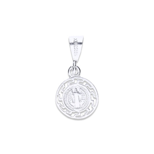 Dije Plata .925 Medalla San Benito con Diseño Especial 1.2 Gramos - Joyería Religiosa