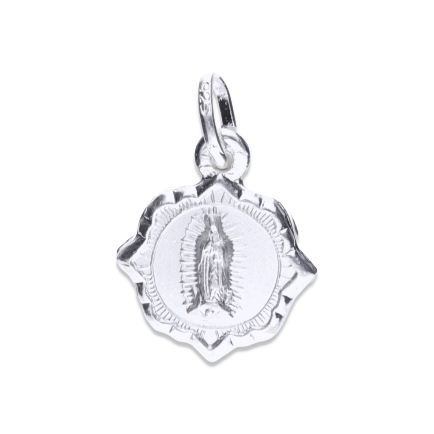 Dije de  Plata .925 doble vista Sochapada Virgen de Guadalupe  y Sagrado corazón - Joyería Religiosa