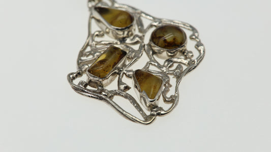 Dije Barroco Plata .950 con Ámbar Diseño 2 Mayoreo