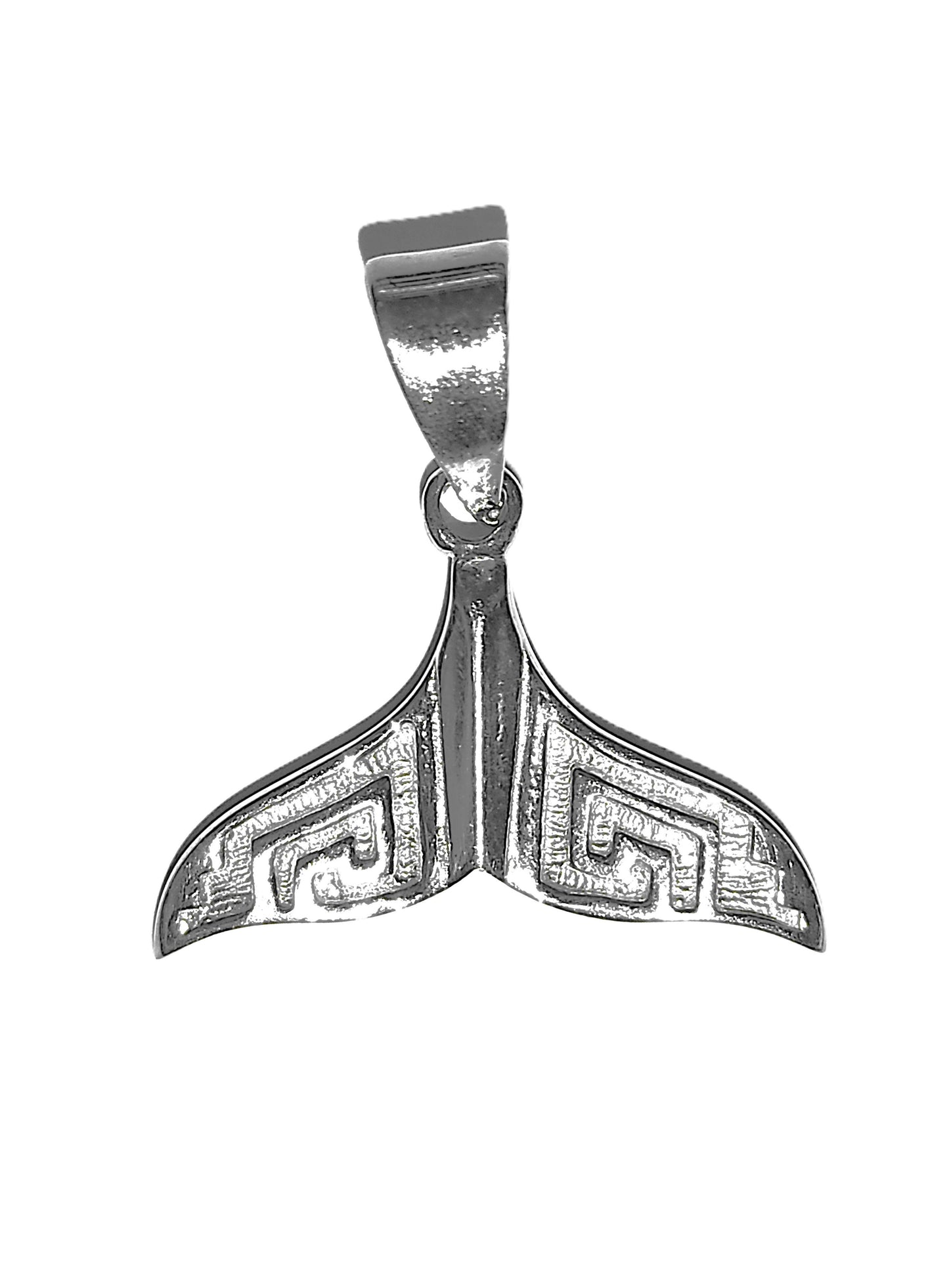 Dije de Plata .925 - Cola de Ballena con Greca Meandro Grabada