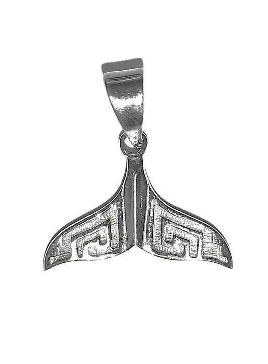 Dije de Plata .925 - Cola de Ballena con Greca Meandro Grabada