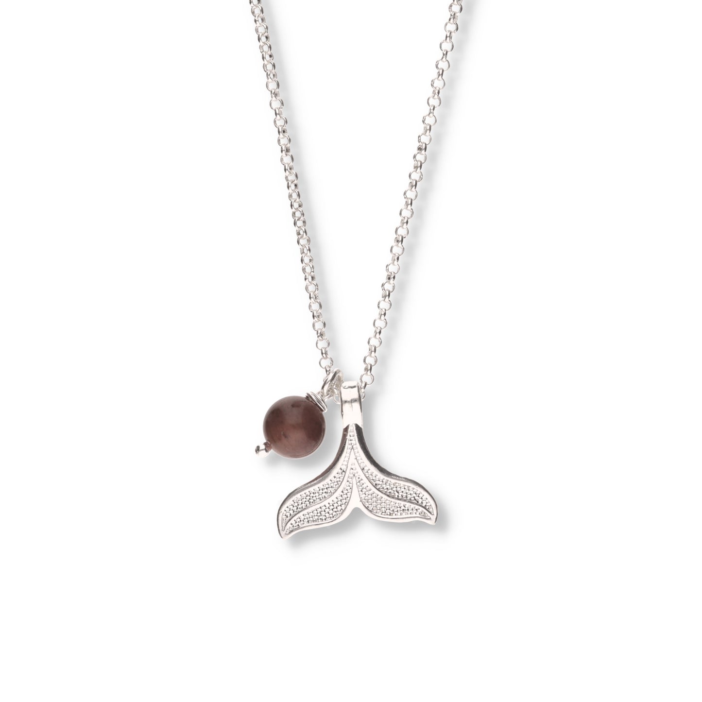 Collar de Plata .925 - Cola de Ballena con Ojo de Gato Café
