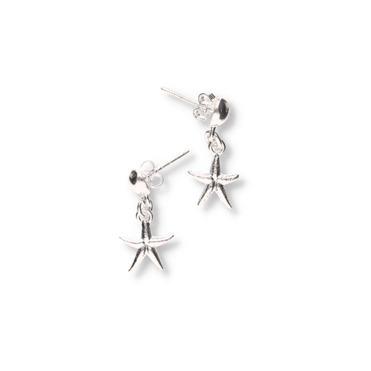 Aretes de Plata .925 - Stud con Estrella de Mar Colgante
