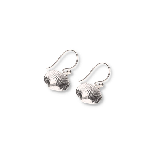 Aretes de Plata .925 - Gancho Concha de Almeja Tridimensional