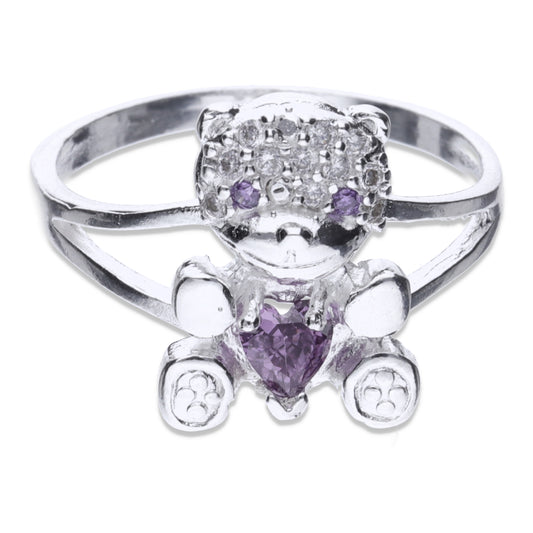 Anillo de Plata .925 en Forma de Osito Talla 6, 7, 8, 9 ERAD012 - Joyería Elegante