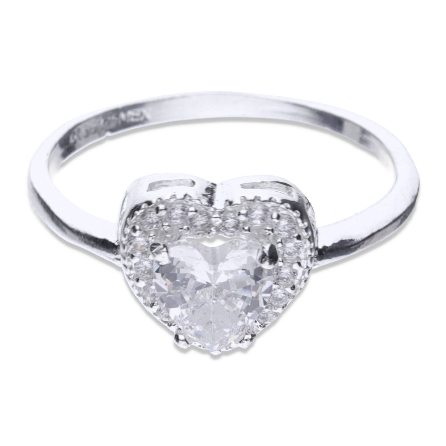 Anillo de Plata .925 con Topacio Blanco en Forma de Corazón Talla 6, 7, 8, 9 ERAD021 - Joyería Elegante