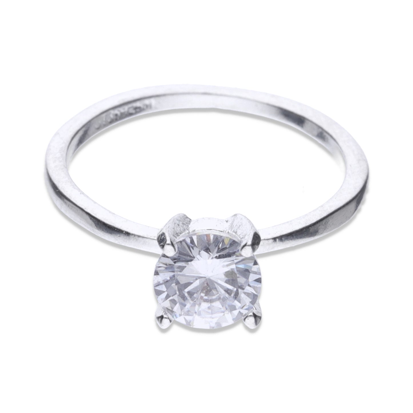 Anillo de Plata .925 con Topacio Blanco Redondo - Joyería Elegante