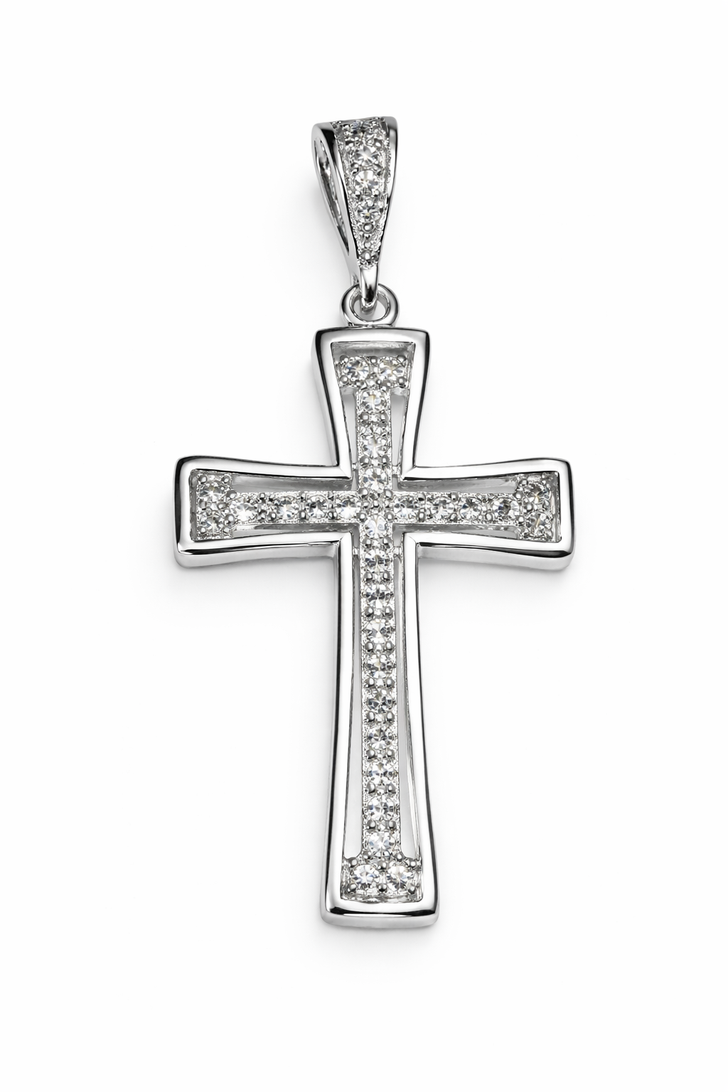 Dije de Plata .925 - Cruz con Zircones Blancos Pavé Completo