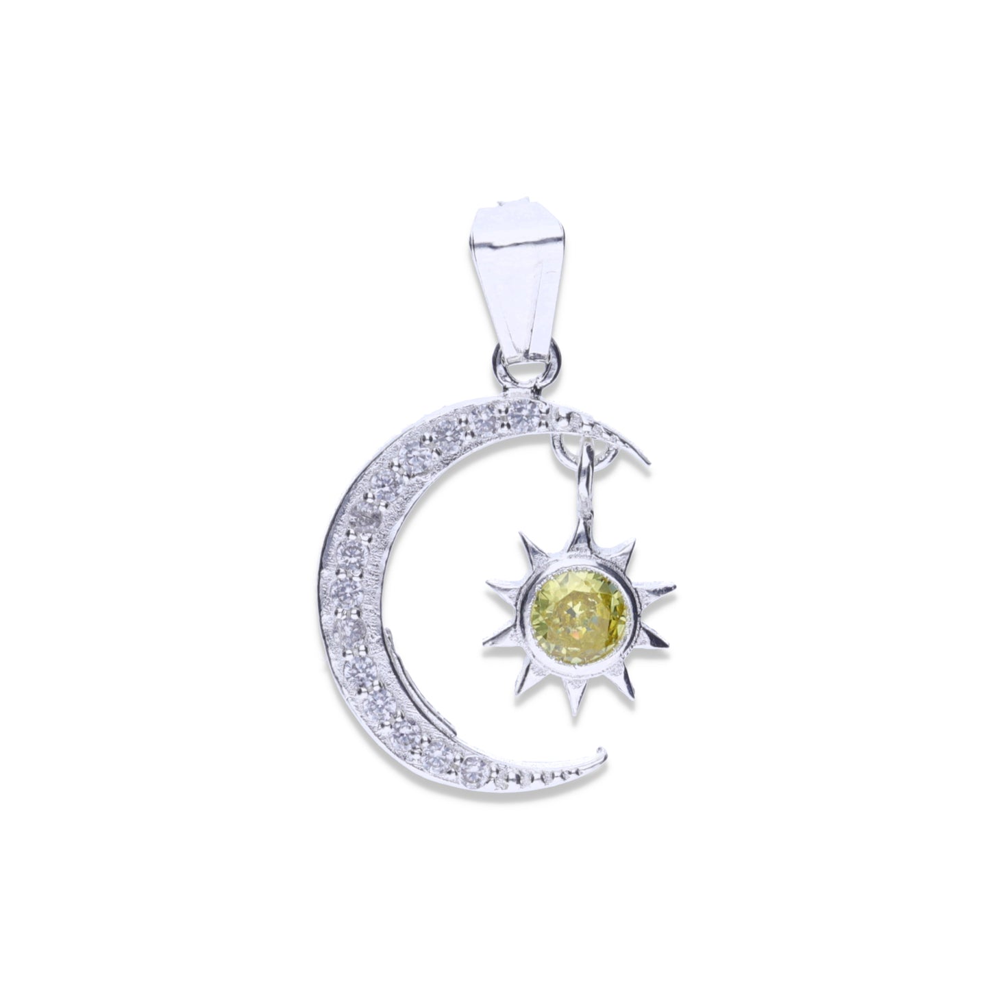 Dije de  Plata .925 en  Forma sol Luna con Sol con Circonia ERDP013 - Joyería Celestial