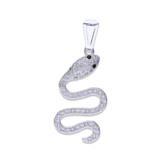 Dije Plata .925 Forma Serpiente con Circonia _ ERDP018- Joyería Mística