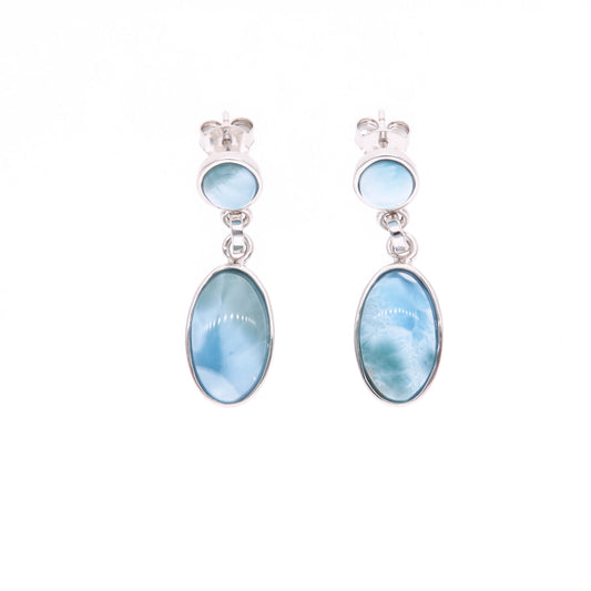Aretes Larimar Ovalado en Plata.925