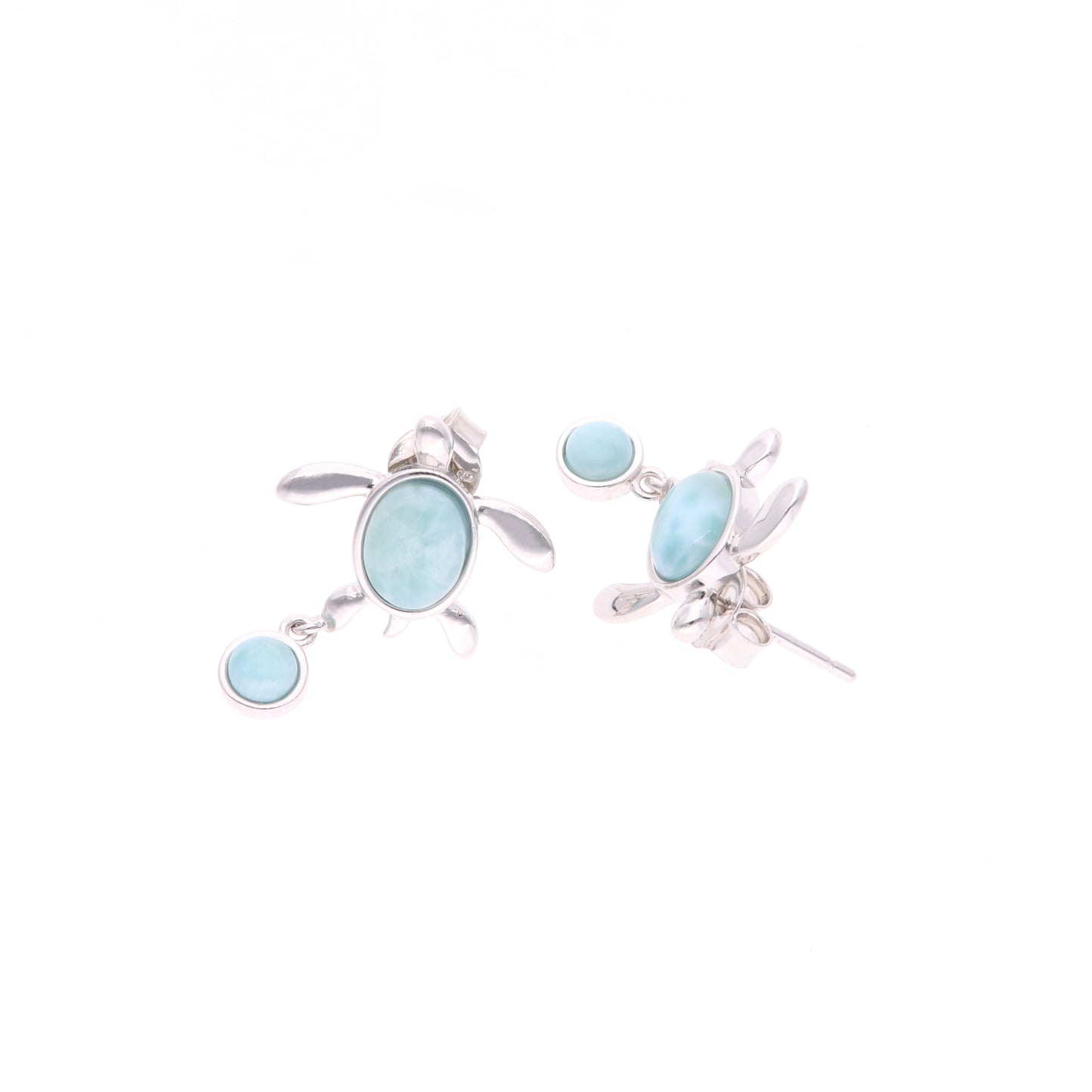 Aretes Tortuga de Larimar en Plata.925
