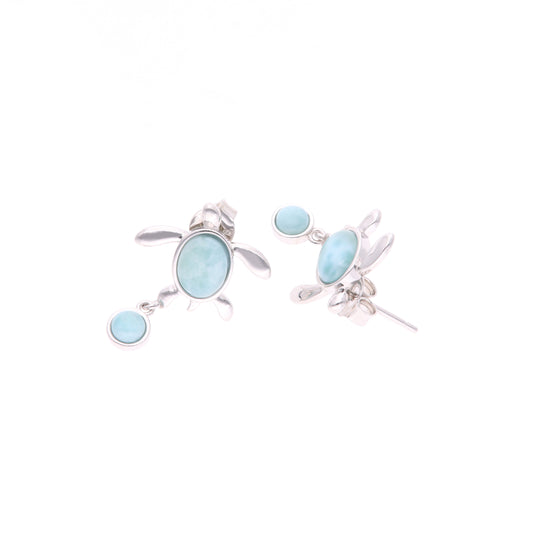 Aretes Tortuga de Larimar en Plata .925