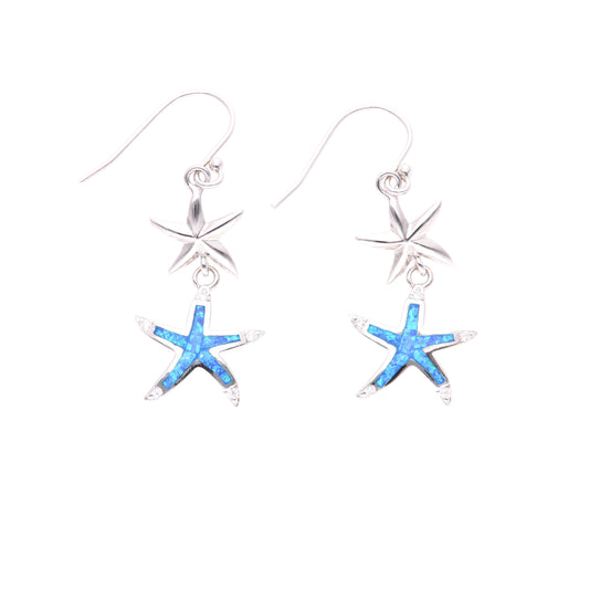 Aretes Colgantes Estrella de Mar, Ópalo Plata.925
