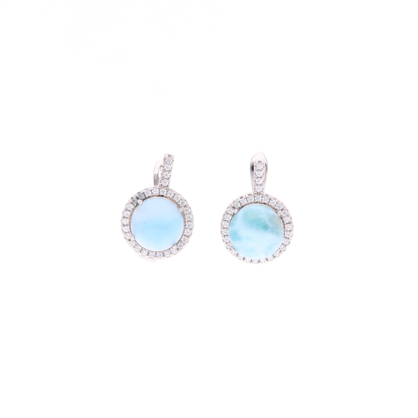 aretes Redondo Clásico de Larimar en Plata .925