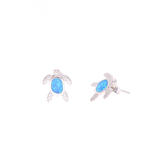 Aretes Tortuga Detallada de Ópalo en Plata.925