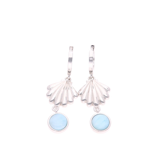 Aretes Concha Colgante de Larimar en Plata .925