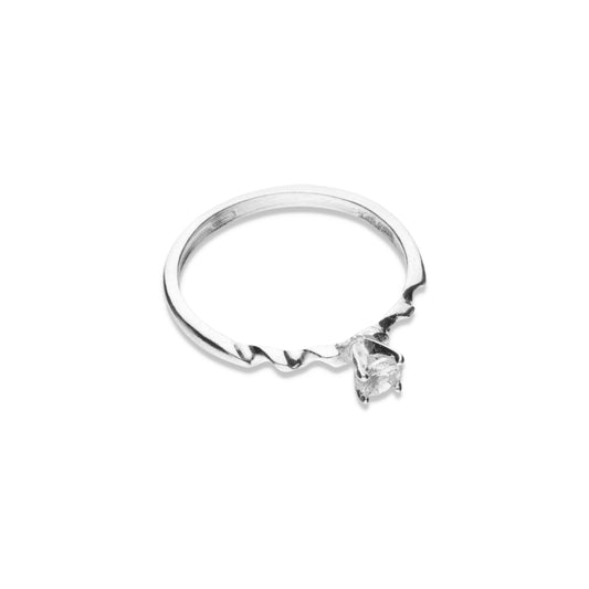 Anillo Plata .925 con Circonia con Topacio Blanco Talla 6, 7, 8, 9 FBA-159 - Joyería Elegante