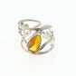 Anillo Plata 925 Ajustable con Ámbar Diseño 10 Mayoreo