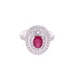 Anillo Plata Ley.925 con Rodio y Zirconia AAA Color Rojo Rubí y Blanco Ovalado