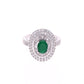 Anillo Plata Ley 925 con Rodio y Zirconia AAA Color Verde Esmeralda y Blanco Ovalado