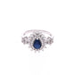 Anillo Plata Ley 925 con Rodio y Zirconia AAA Color Azul Zafiro y Blanco