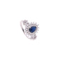 Anillo Plata Ley 925 con Rodio y Zirconia AAA Color Azul Zafiro y Blanco