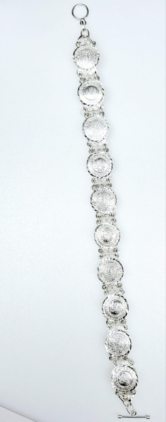 Pulsera de Plata .925 Calendario Maya-Azteca 37.2 Gramos - Mayoreo y Menudeo